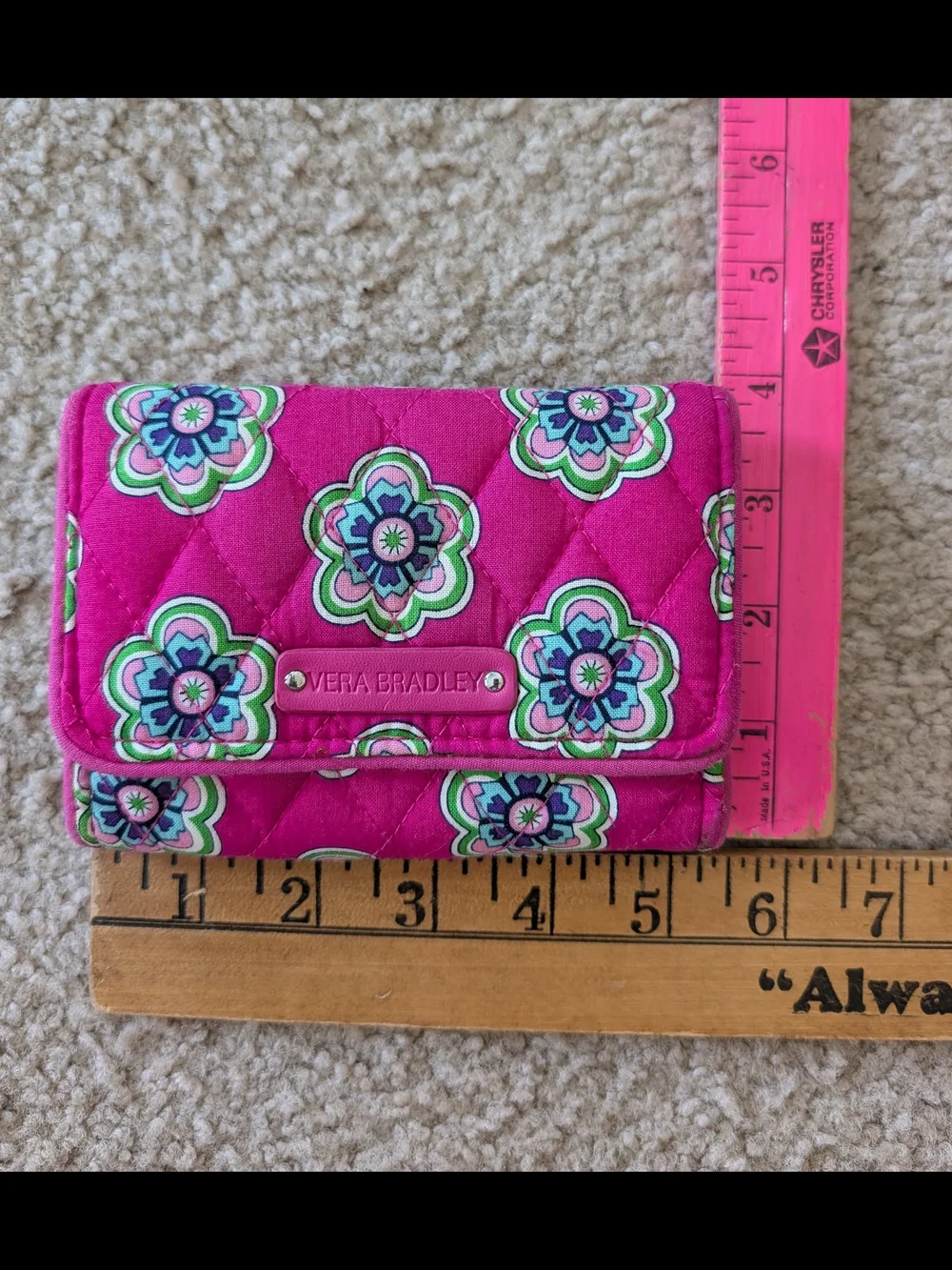 Vera Bradley Pink Retired Swirls Quilted Floral Trifold Wallet - Picture 4 of 4